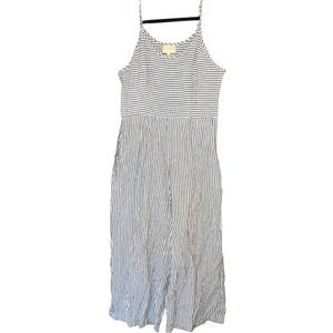 Luci Grey and White Striped‎ Wide Leg Jumpsuit M
